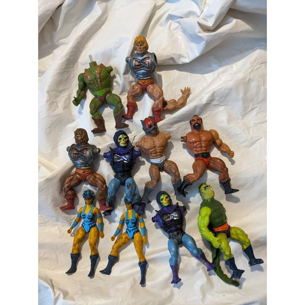 Lot of 10 MOTU He-Man Vintage Action Figures Masters of Universe Skeletor AS IS